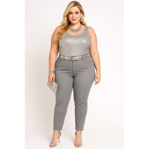 Old Navy Rockstar Dark Gray Sparkle Skinny Jeans Women’s Size 18 Stretch Denim - Picture 1 of 8